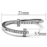 Rhodium 925 Sterling Silver Ring with AAA Grade CZ  in Clear