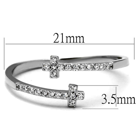 Rhodium 925 Sterling Silver Ring with AAA Grade CZ  in Clear