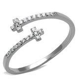 Rhodium 925 Sterling Silver Ring with AAA Grade CZ  in Clear