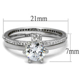 Rhodium 925 Sterling Silver Ring with AAA Grade CZ  in Clear