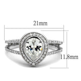 Rhodium 925 Sterling Silver Ring with AAA Grade CZ  in Clear