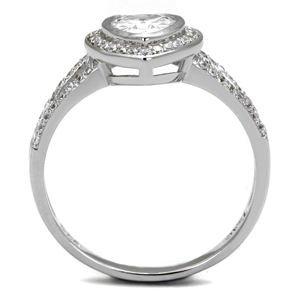 Rhodium 925 Sterling Silver Ring with AAA Grade CZ  in Clear