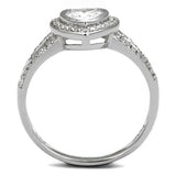 Rhodium 925 Sterling Silver Ring with AAA Grade CZ  in Clear