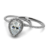Rhodium 925 Sterling Silver Ring with AAA Grade CZ  in Clear
