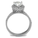 Rhodium 925 Sterling Silver Ring with AAA Grade CZ  in Clear