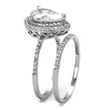 Rhodium 925 Sterling Silver Ring with AAA Grade CZ  in Clear