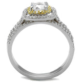 Reverse Two-Tone 925 Sterling Silver Ring with AAA Grade CZ  in Clear
