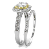Reverse Two-Tone 925 Sterling Silver Ring with AAA Grade CZ  in Clear