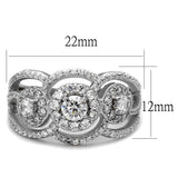 Rhodium 925 Sterling Silver Ring with AAA Grade CZ  in Clear