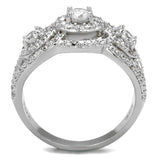 Rhodium 925 Sterling Silver Ring with AAA Grade CZ  in Clear