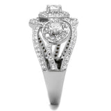 Rhodium 925 Sterling Silver Ring with AAA Grade CZ  in Clear