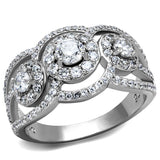 Rhodium 925 Sterling Silver Ring with AAA Grade CZ  in Clear