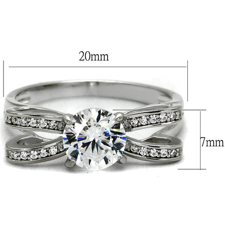 Rhodium 925 Sterling Silver Ring with AAA Grade CZ  in Clear