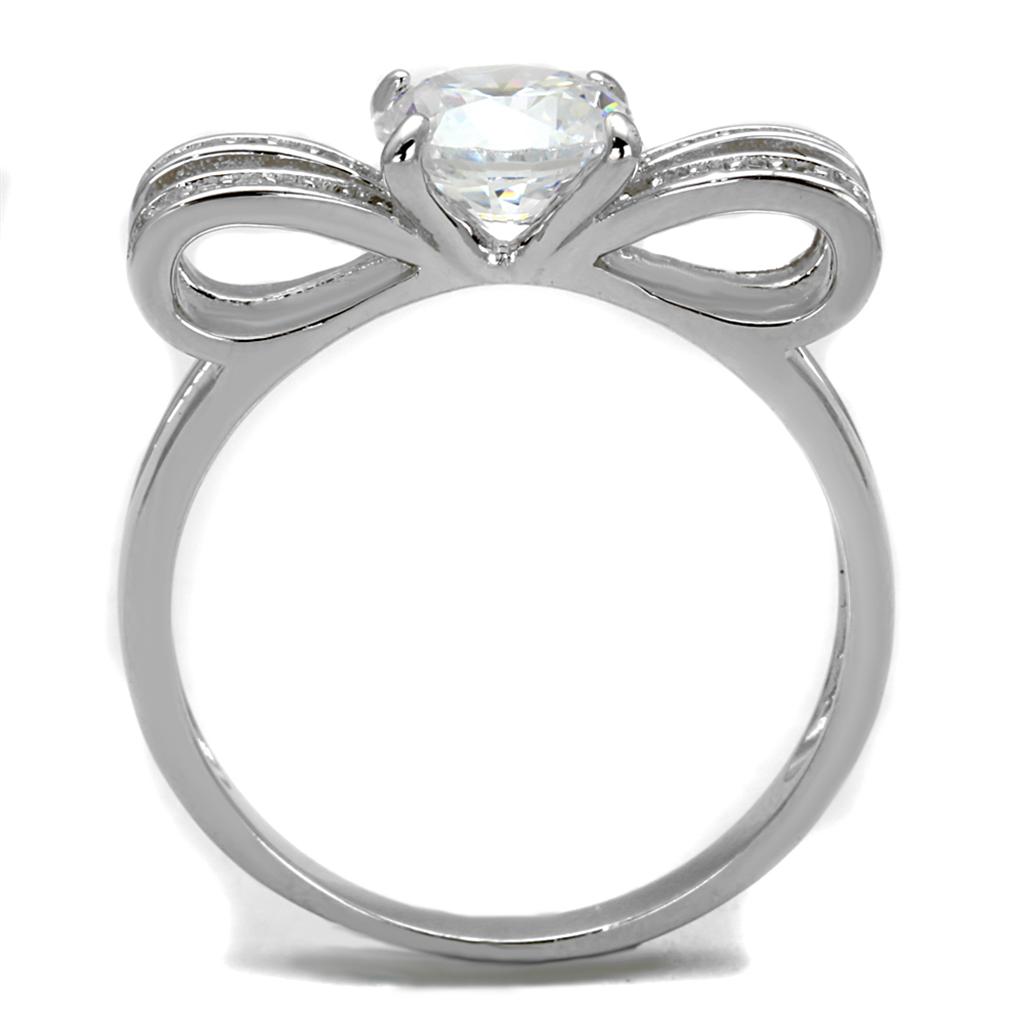 Rhodium 925 Sterling Silver Ring with AAA Grade CZ  in Clear