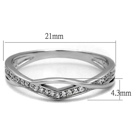 Rhodium 925 Sterling Silver Ring with AAA Grade CZ  in Clear