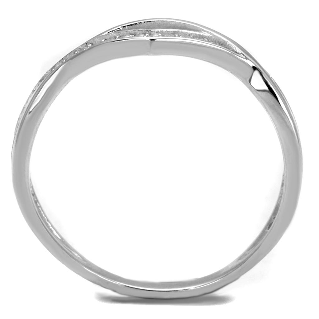 Rhodium 925 Sterling Silver Ring with AAA Grade CZ  in Clear