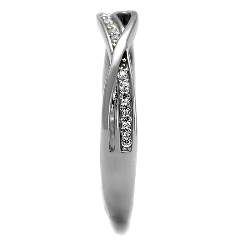 Rhodium 925 Sterling Silver Ring with AAA Grade CZ  in Clear