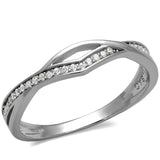 Rhodium 925 Sterling Silver Ring with AAA Grade CZ  in Clear