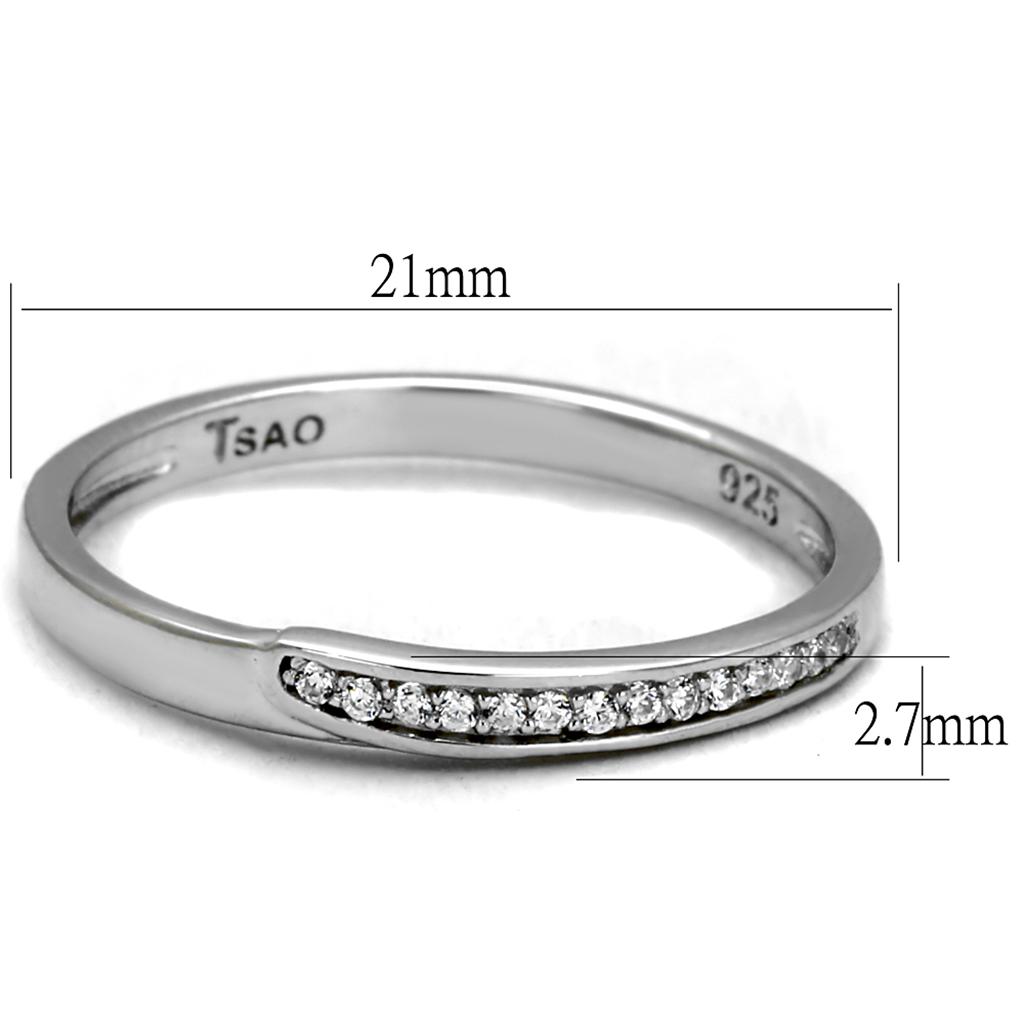 Rhodium 925 Sterling Silver Ring with AAA Grade CZ  in Clear