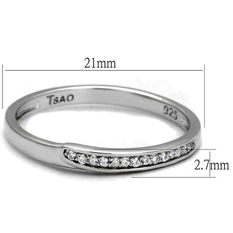 Rhodium 925 Sterling Silver Ring with AAA Grade CZ  in Clear