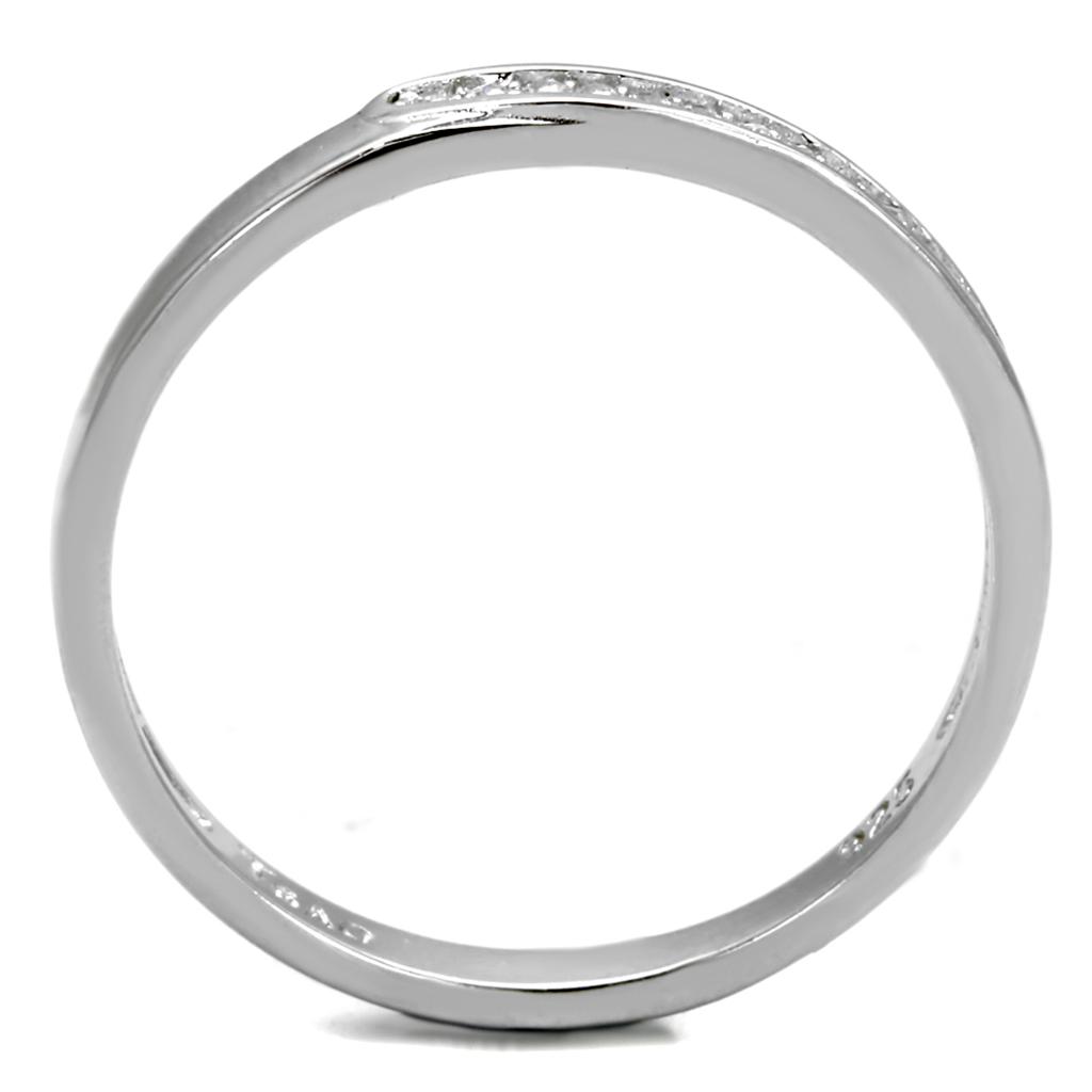 Rhodium 925 Sterling Silver Ring with AAA Grade CZ  in Clear