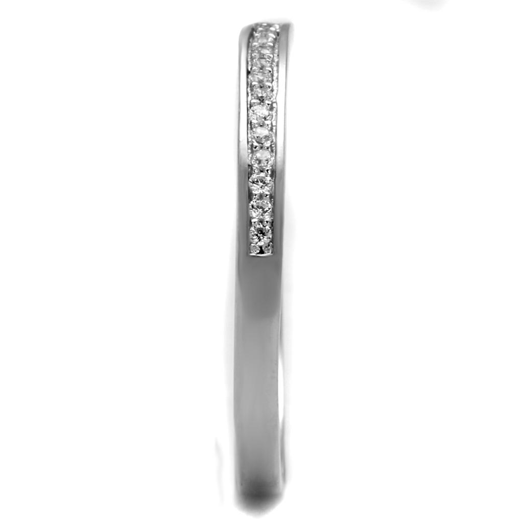 Rhodium 925 Sterling Silver Ring with AAA Grade CZ  in Clear