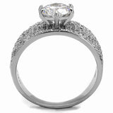 Rhodium 925 Sterling Silver Ring with AAA Grade CZ  in Clear