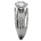 Rhodium 925 Sterling Silver Ring with AAA Grade CZ  in Clear