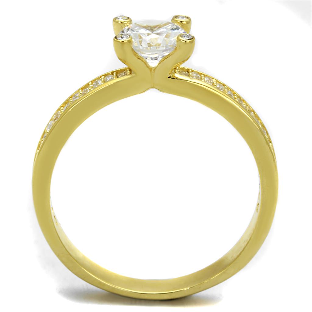 Gold 925 Sterling Silver Ring with AAA Grade CZ  in Clear