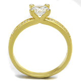 Gold 925 Sterling Silver Ring with AAA Grade CZ  in Clear