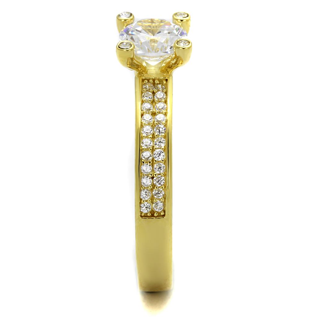 Gold 925 Sterling Silver Ring with AAA Grade CZ  in Clear