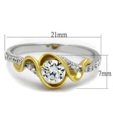Reverse Two-Tone 925 Sterling Silver Ring with AAA Grade CZ  in Clear