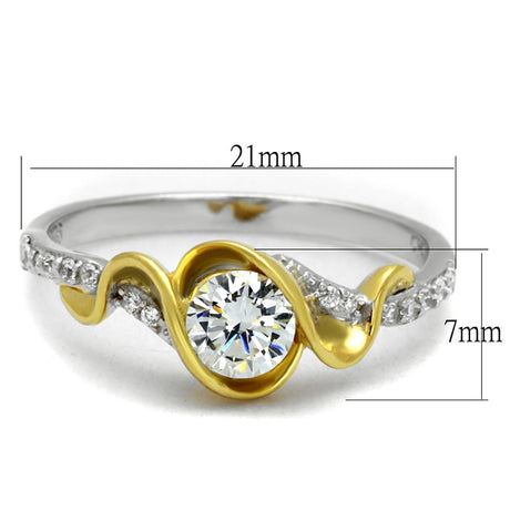 Reverse Two-Tone 925 Sterling Silver Ring with AAA Grade CZ  in Clear