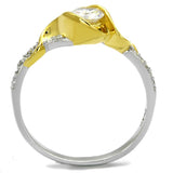 Reverse Two-Tone 925 Sterling Silver Ring with AAA Grade CZ  in Clear
