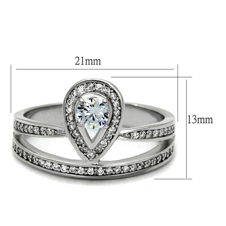 Rhodium 925 Sterling Silver Ring with AAA Grade CZ  in Clear