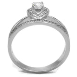 Rhodium 925 Sterling Silver Ring with AAA Grade CZ  in Clear