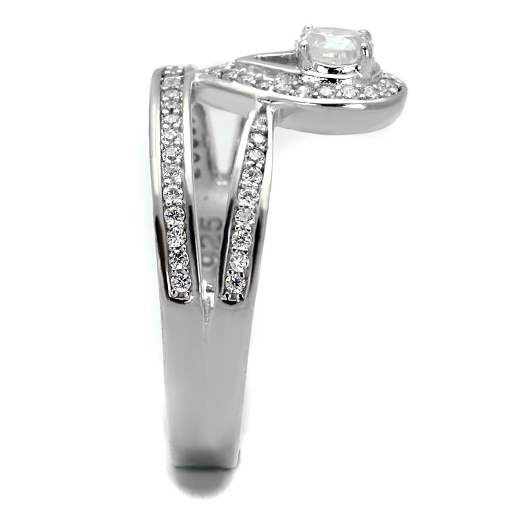 Rhodium 925 Sterling Silver Ring with AAA Grade CZ  in Clear