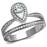 Rhodium 925 Sterling Silver Ring with AAA Grade CZ  in Clear