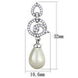 Rhodium 925 Sterling Silver Earrings with Synthetic Pearl in Citrine Yellow