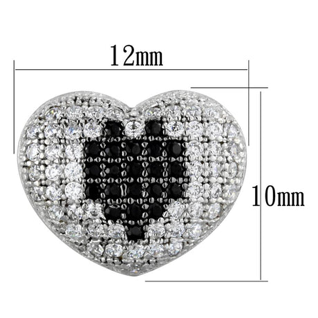 Rhodium + Ruthenium 925 Sterling Silver Earrings with AAA Grade CZ  in Black Diamond