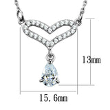Rhodium 925 Sterling Silver Necklace with AAA Grade CZ  in Clear