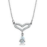 Rhodium 925 Sterling Silver Necklace with AAA Grade CZ  in Clear