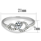 Rhodium 925 Sterling Silver Ring with AAA Grade CZ  in Clear