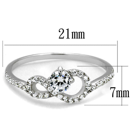 Rhodium 925 Sterling Silver Ring with AAA Grade CZ  in Clear