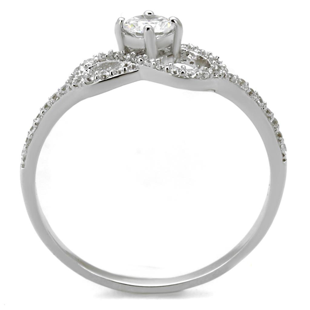 Rhodium 925 Sterling Silver Ring with AAA Grade CZ  in Clear