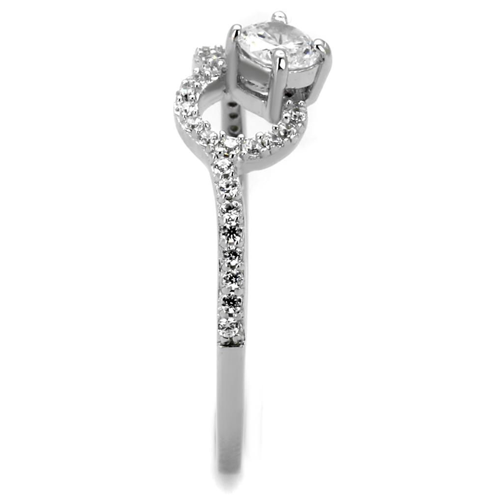 Rhodium 925 Sterling Silver Ring with AAA Grade CZ  in Clear