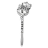 Rhodium 925 Sterling Silver Ring with AAA Grade CZ  in Clear