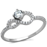 Rhodium 925 Sterling Silver Ring with AAA Grade CZ  in Clear