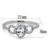 Rhodium 925 Sterling Silver Ring with AAA Grade CZ  in Clear