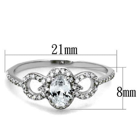 Rhodium 925 Sterling Silver Ring with AAA Grade CZ  in Clear
